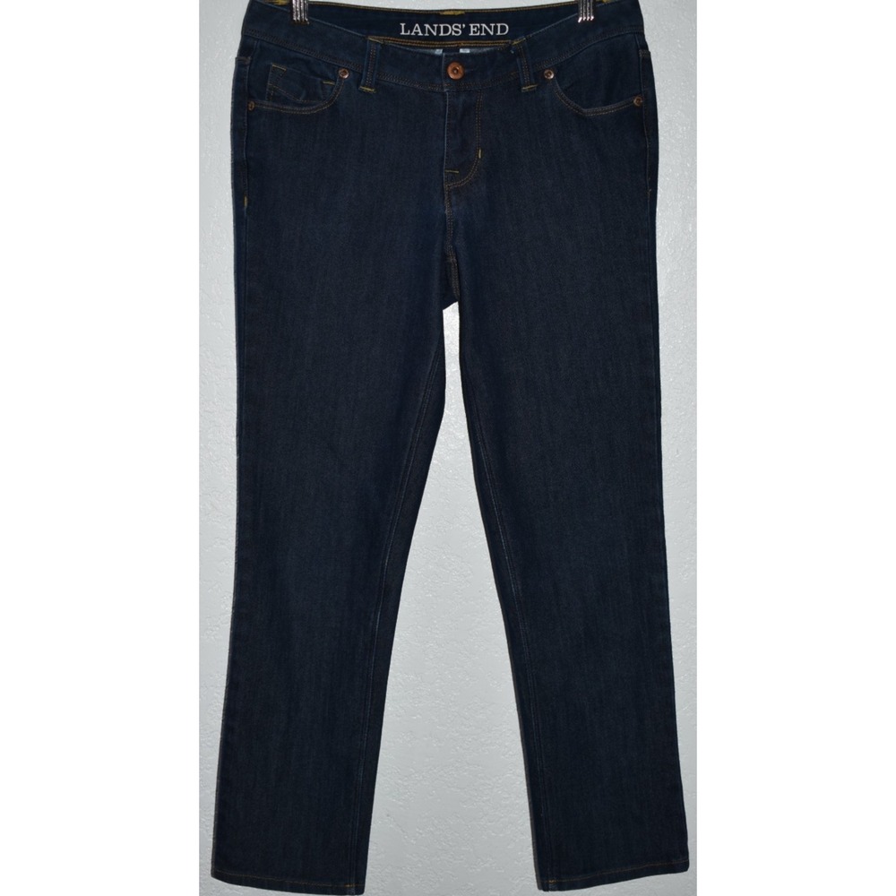 Lands' End Women's 2 Petite Straight Leg Blue Jeans 5-Pocket Cotton Blend Sz‎ 2P